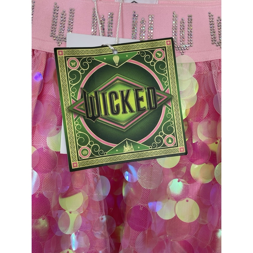 Lola and The Boys Girls Wicked Glinda Sparkle Skirt 14 Pink Shimmer Party Sequin - Picture 13 of 13